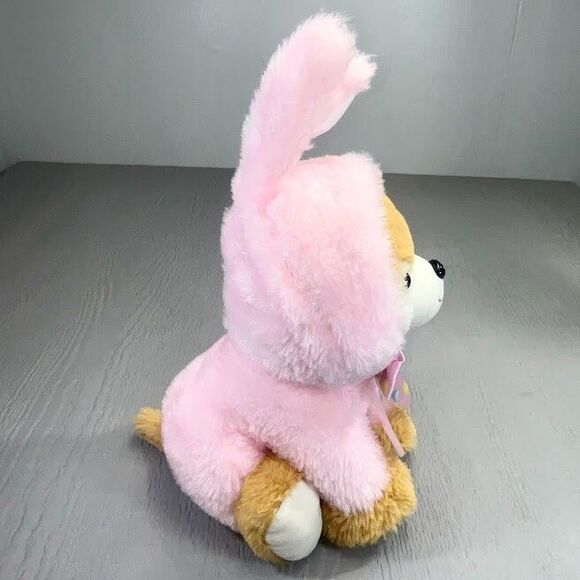 Rare Hugfun Brown Pomeranian Dog In Pink Rabbit Costume 12" - Picture 4 of 15